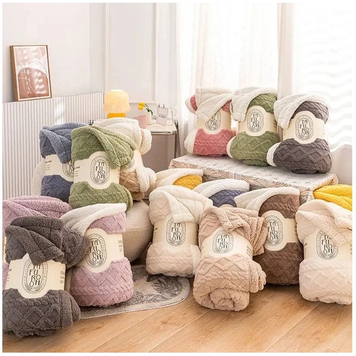 GENERICO - Frazada de Sherpa Polar - Manta termica con Chiporro 2 plazas Negro