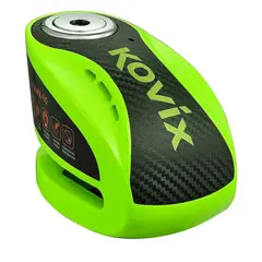 KOVIX - Candado disco para moto knx10 verde fluor con alarma 120db seguro de 10mm con doble lock