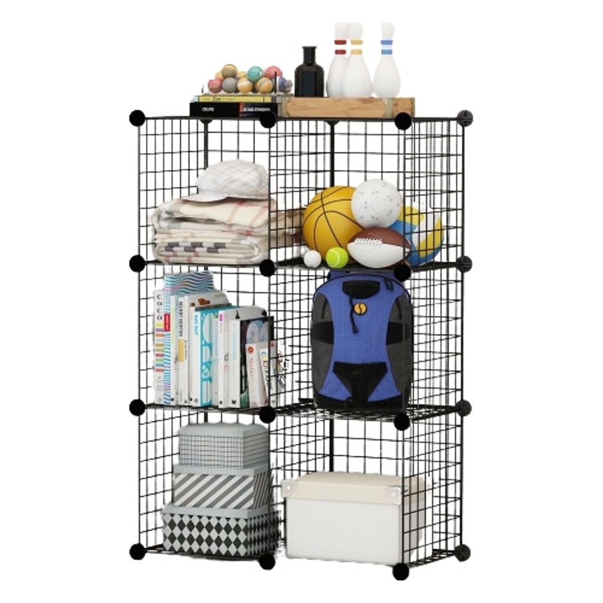 U BUY - Armario Organizador Metálico Negro 6 Cubos
