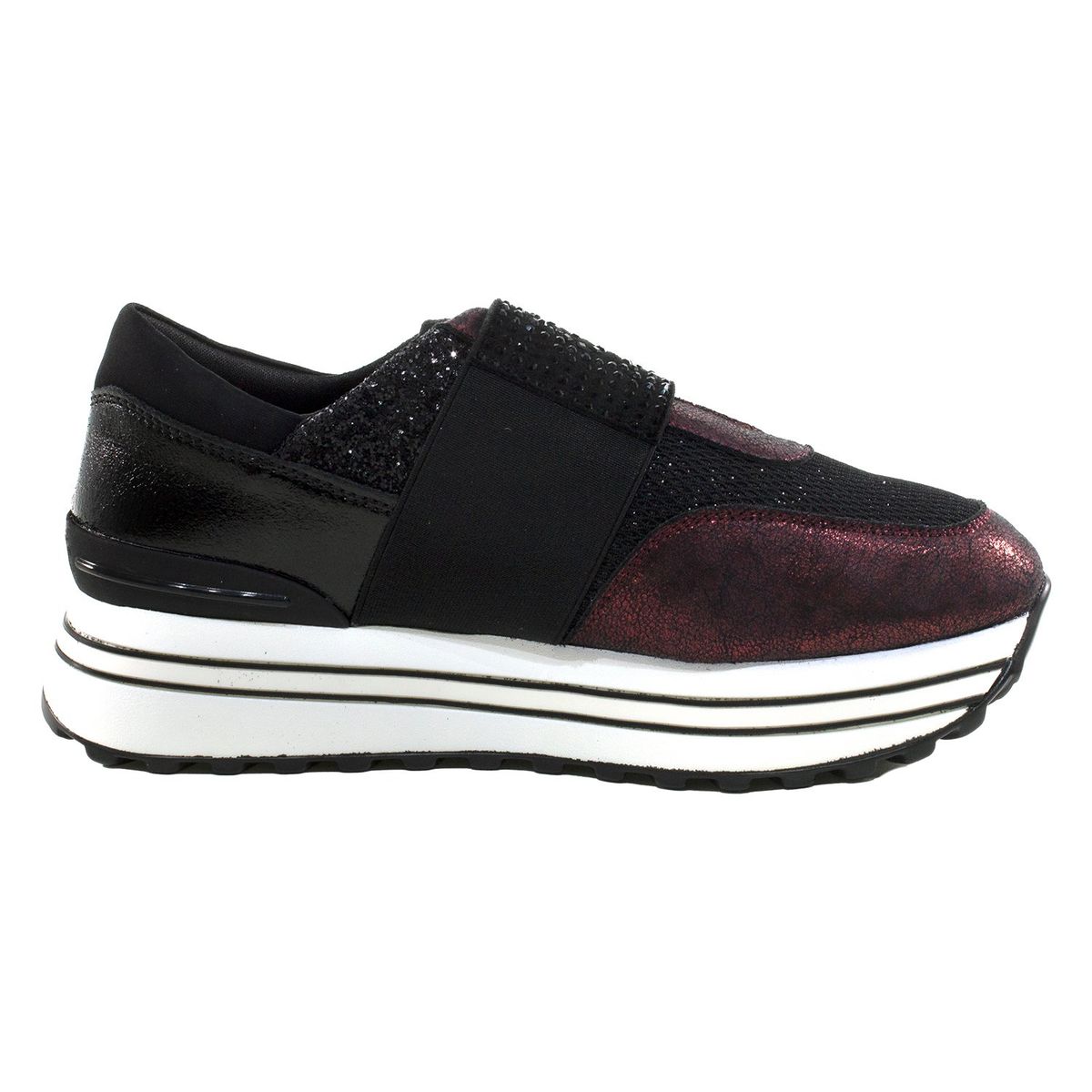 MAILEA - Zapatilla strass de ecocuero para mujer burdeo