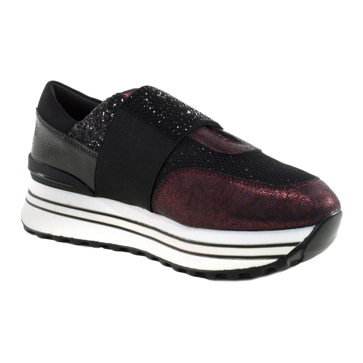 MAILEA - Zapatilla strass de ecocuero para mujer burdeo