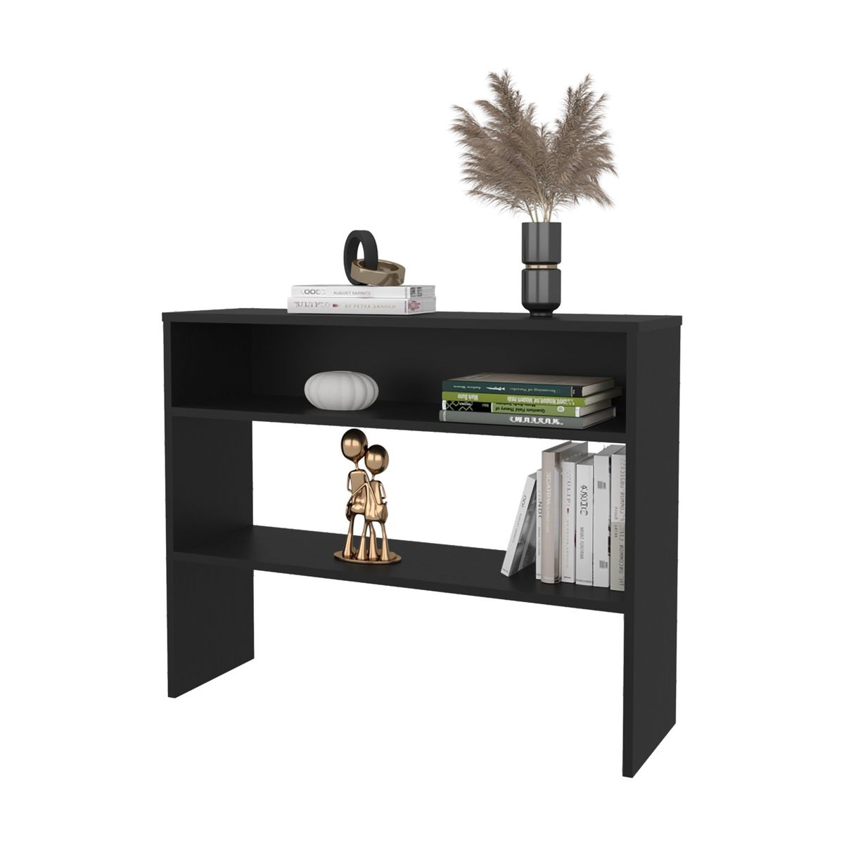 FMFURNITURE - Arrimo 2 Repisas - Negro 80x100x30 cm
