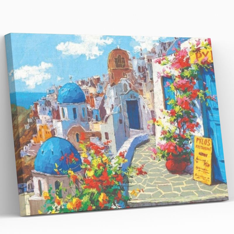 GENERICO - Pintura por números Santorini - Marco Incluido - Painting by numbers