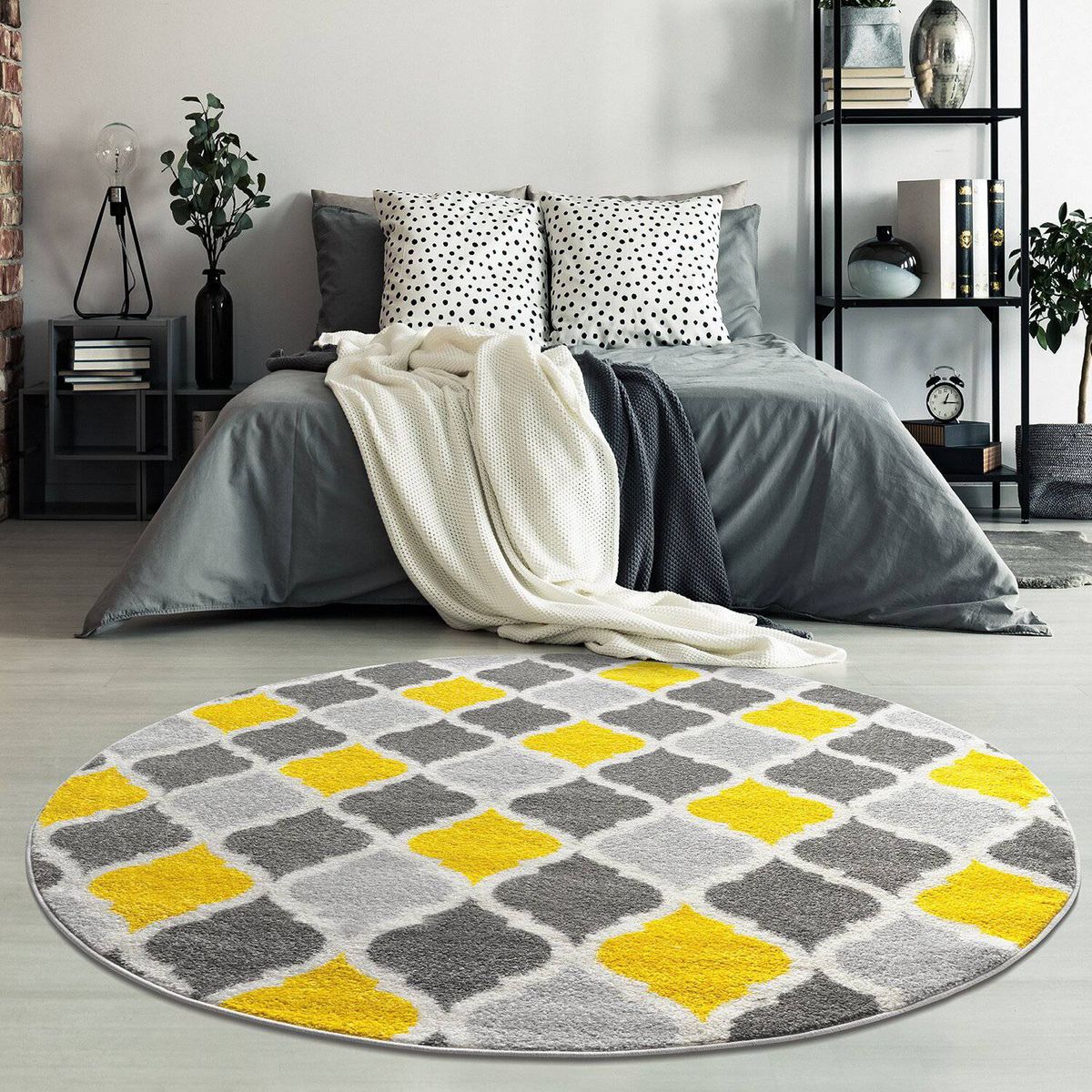 MODA ALFOMBRAS - ALFOMBRA REDONDA FLORIDA AMARILLO160 X 160 CM