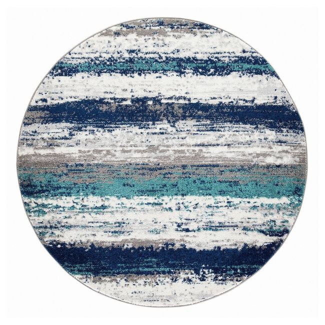 MODA ALFOMBRAS - Alfombra Redonda Florida Azul 160 X 160 Cm