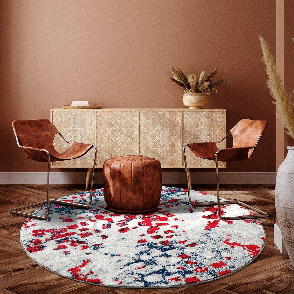 MODA ALFOMBRAS - Alfombra Redonda Florida Roja 160 X 160 Cm