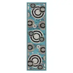 MODA ALFOMBRAS - ALFOMBRA PASILLO KASHAN KING AZUL 66 cm x 430 cm