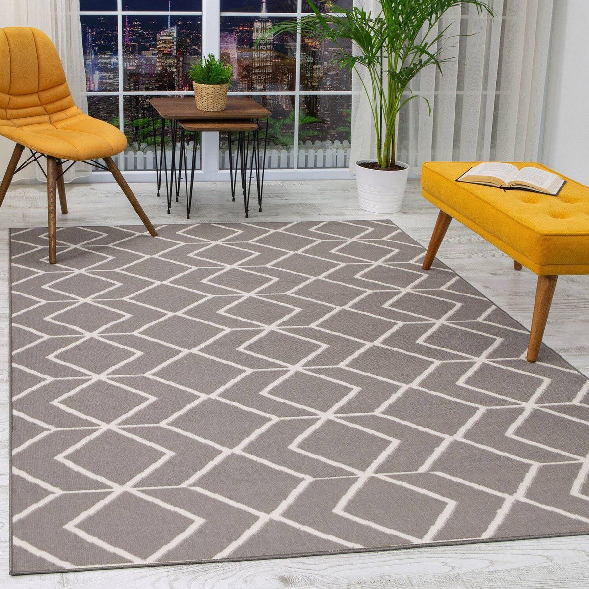 MODA ALFOMBRAS - Alfombra Kashan King Gris 123 CM X 185 CM