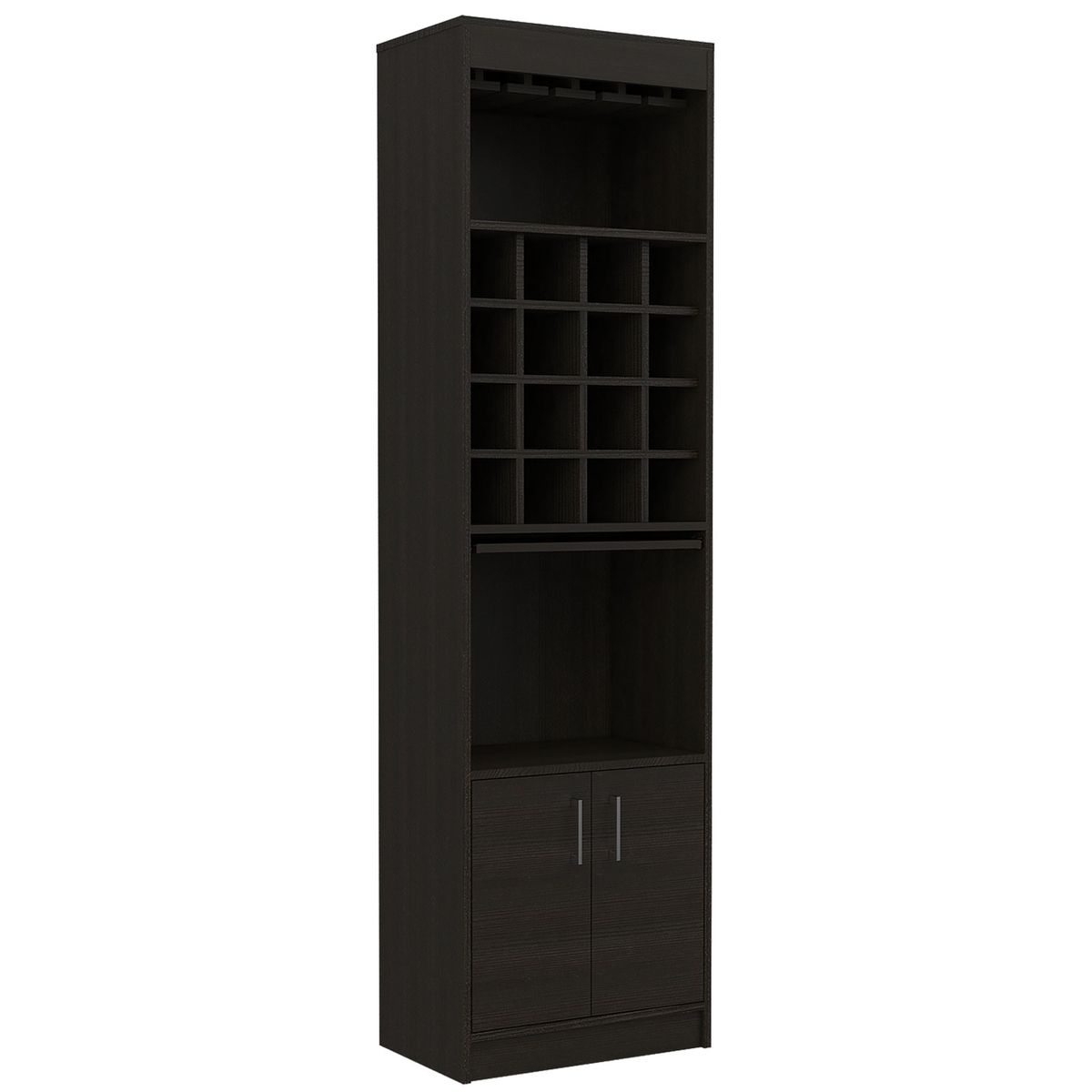 FMFURNITURE - Bar Alto 2 Puertas 16 Botelleros Fm-001N - Negro