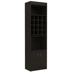 FMFURNITURE - Bar Alto 2 Puertas 16 Botelleros Fm-001N - Negro