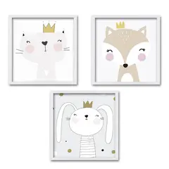 RETELA - Cuadro triple 20x20 cm ilustración linea infantil