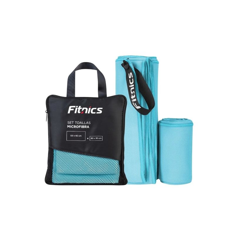 GENERICO - Toalla De Microfibra Set X2 Fitnics 120x60 + 80x30 +  AZUL