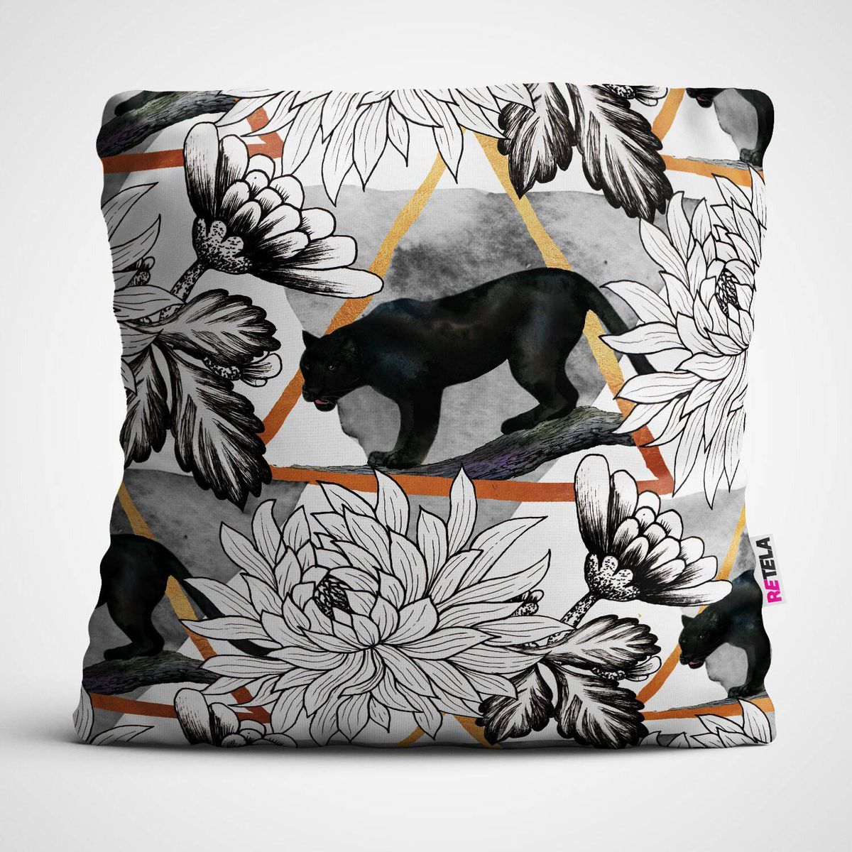RETELA - Cojin 45x45 cm ilustración pantera