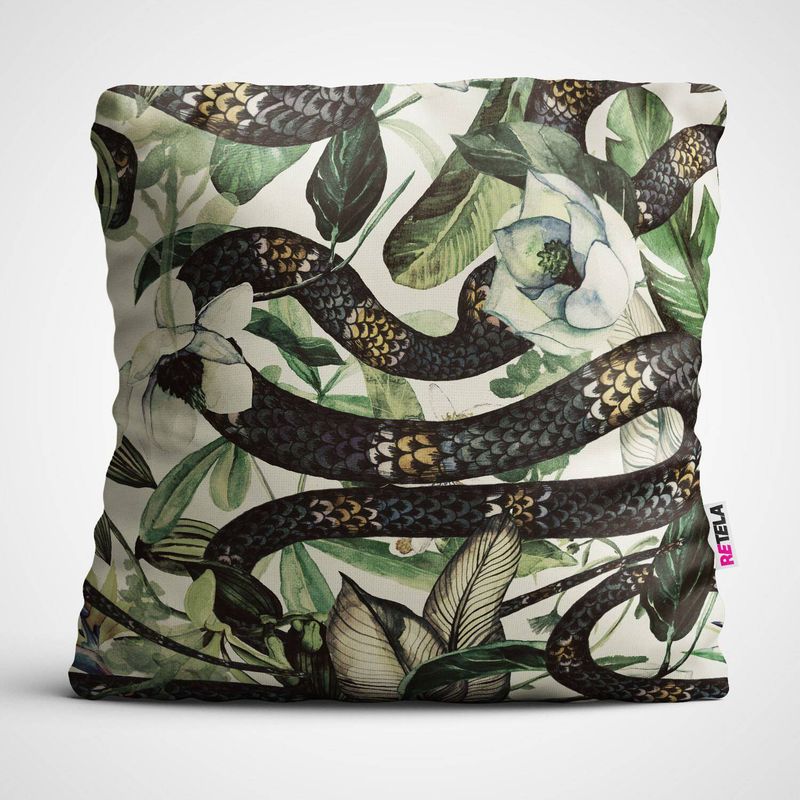 RETELA - Cojin 45x45 cm ilustración tropical snake