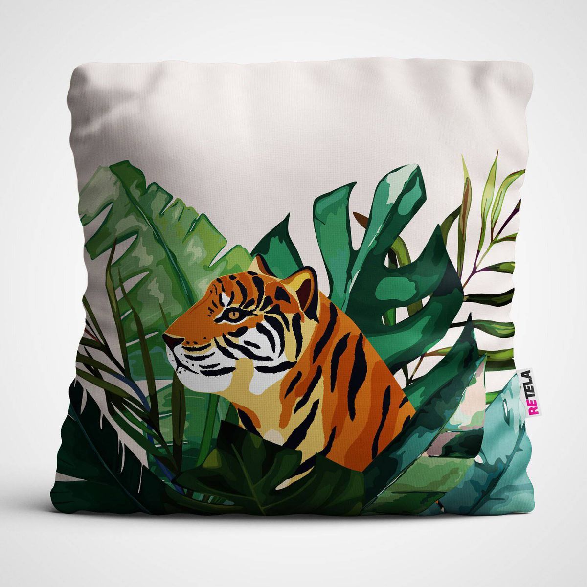 RETELA - Cojin 45x45 cm ilustración tigre tropical