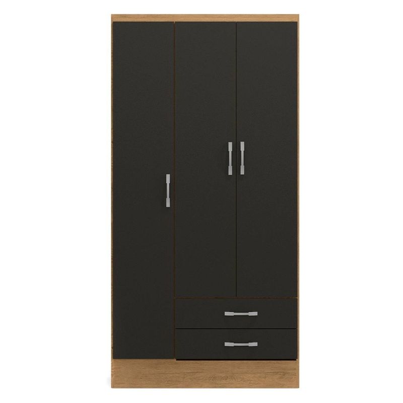 YARDAS - Closet Yardas Leticia Negro / Angelín 3 Puertas 2 Cajones