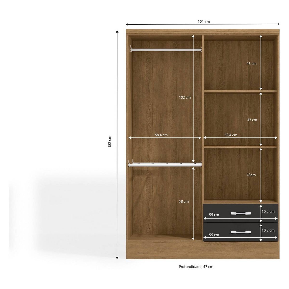YARDAS - Closet Yardas Josefa Negro / Angelín 4 Puertas 2 Cajones