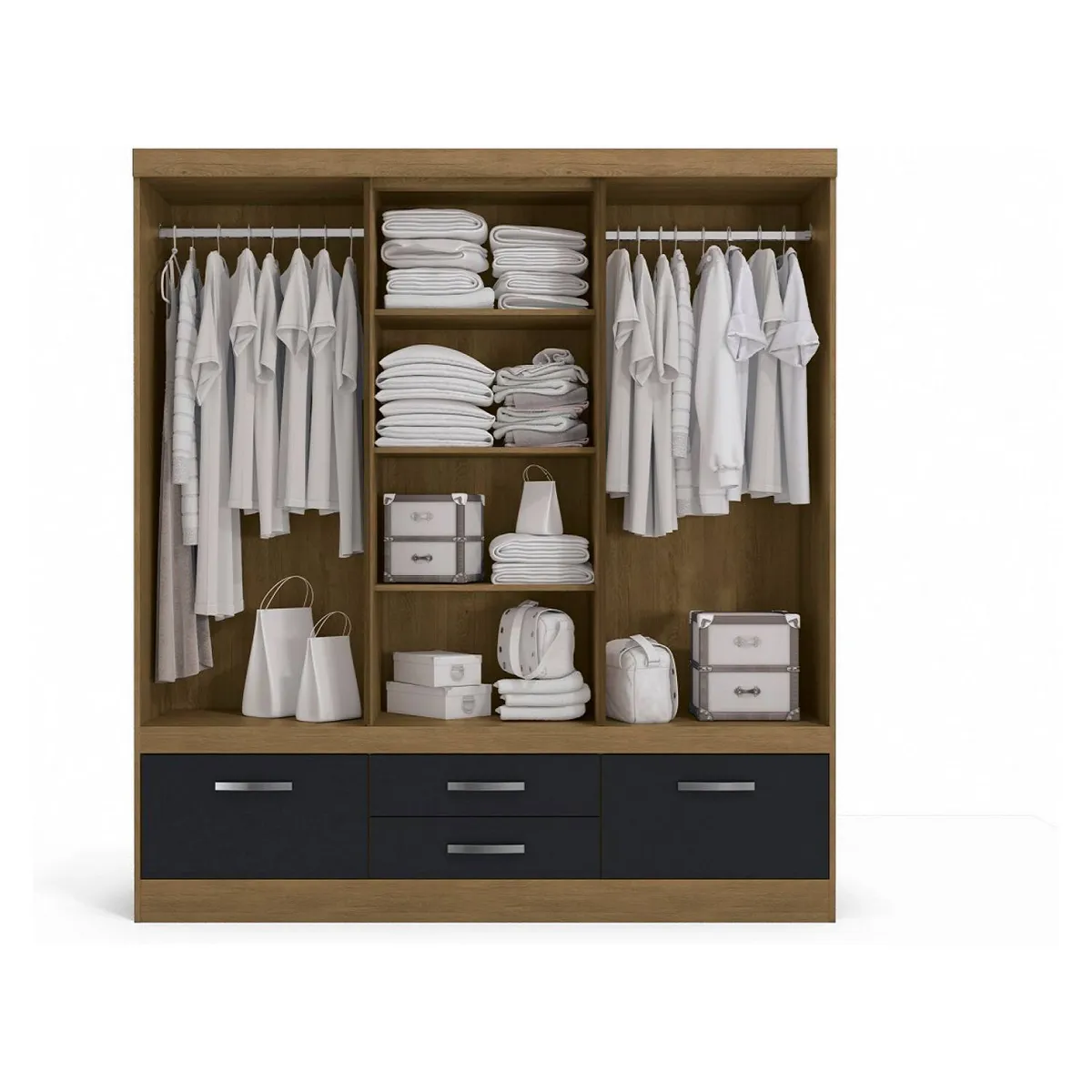 YARDAS - Closet Yardas Alexa Negro / Angelín Puertas Correderas y Batientes 4 Cajones