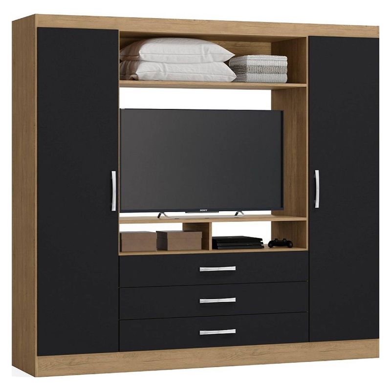 YARDAS - Closet Yardas Trinidad Negro / Angelín 2 Puertas 3 Cajones Lcd 46"