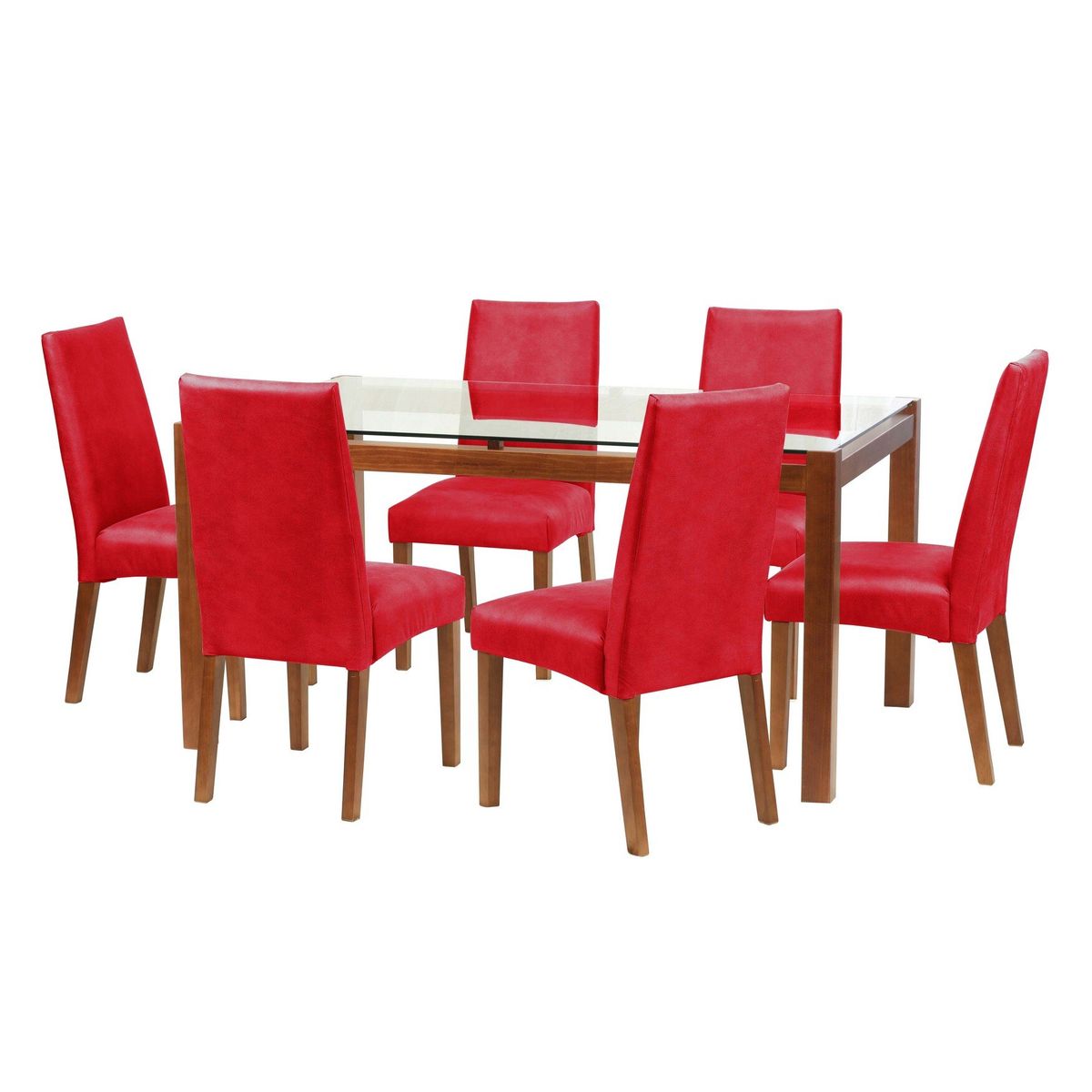 LATAM HOME - Juego De Comedor Barcelona 1600X1000 Silla Cadiz Cuero Rojo