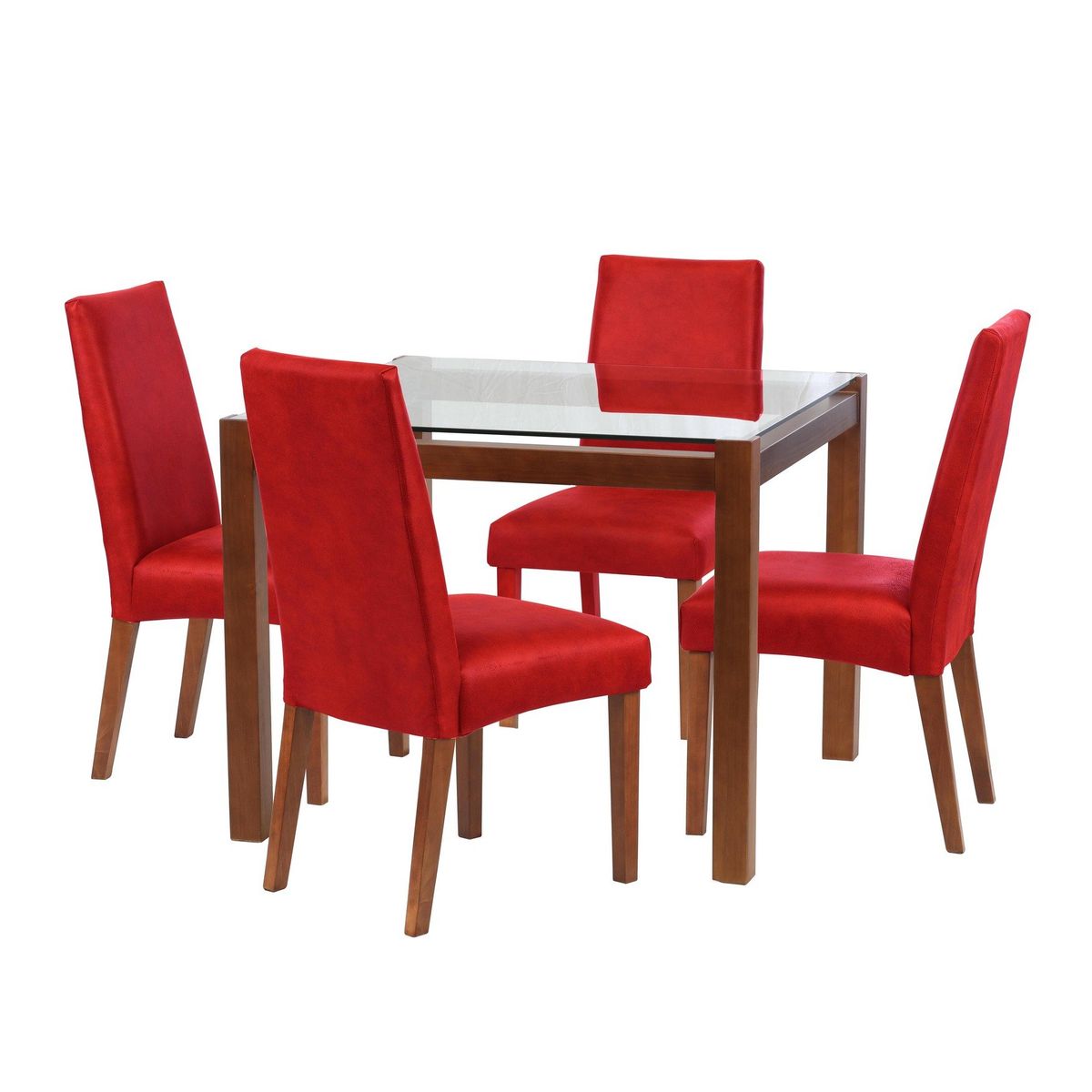 LATAM HOME - Juego De Comedor Barcelona 1000X1000 Silla Cadiz Cuero Rojo