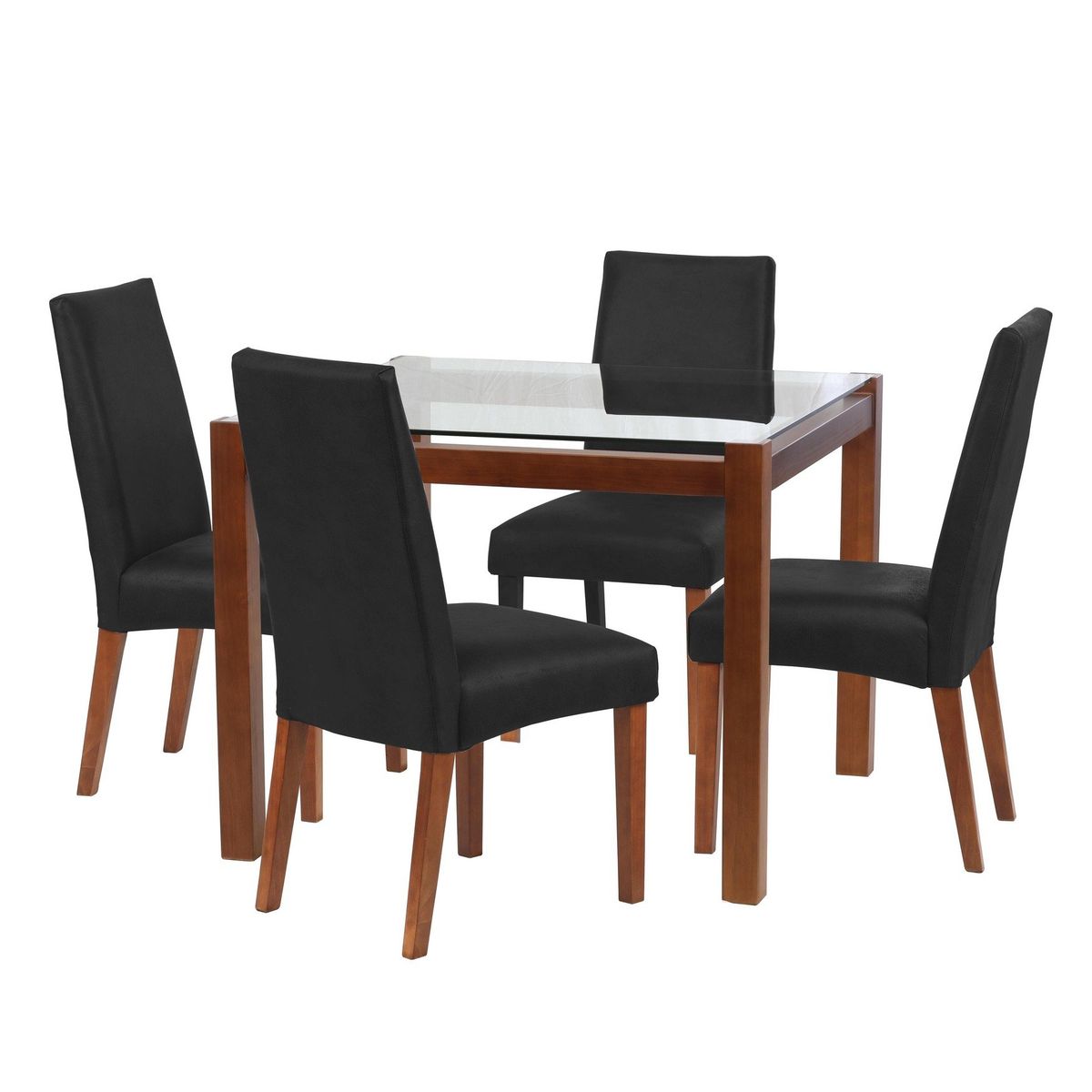 LATAM HOME - Juego De Comedor Barcelona 1000X1000 Silla Cadiz Cuero Negro