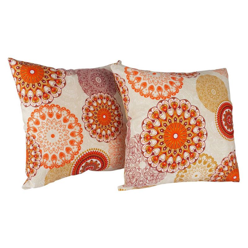 MASEL - Set 2 cojines lona española mandala naranja 50x50