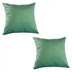 MASEL - Set 2 cojines felpa verde agua 40 x 40