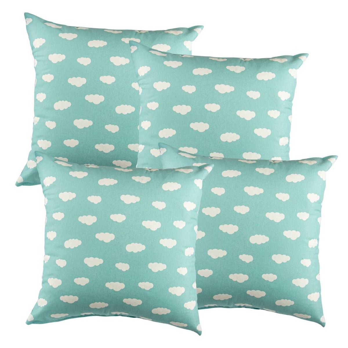 MASEL - Set 4 cojines lona nube   turquesa 50 x 50