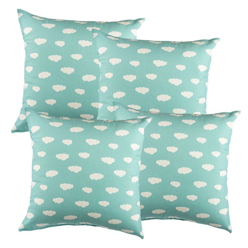 MASEL - Set 4 cojines lona nube   turquesa 50 x 50