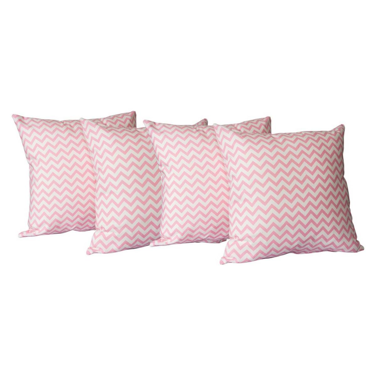 MASEL - Set 4 cojines lona española zig zag  rosado 50x50