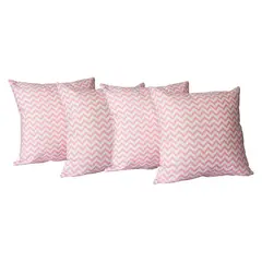 MASEL - Set 4 cojines lona española zig zag rosado 50x50