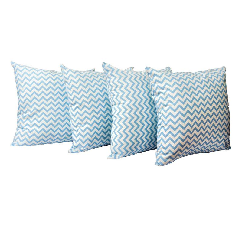 MASEL - Set 4 cojines lona española zig zag  azul 50x50