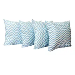 MASEL - Set 4 cojines lona española zig zag azul 50x50