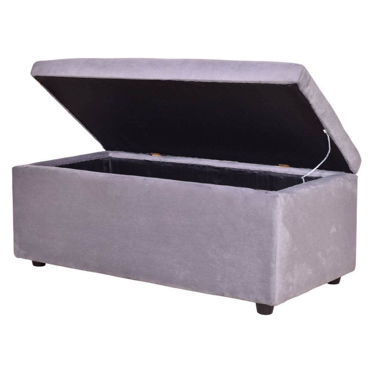 MASEL - Banqueta baul felpa  Gris  100 x 50 x 45