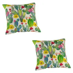MASEL - Set 2 cojines lona española tampico blanco 50x50