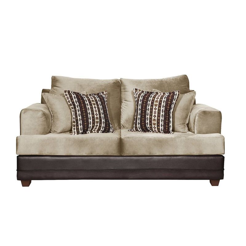 MASEL - Sofa 2c mori felpa  beige 180 x 95 x 98