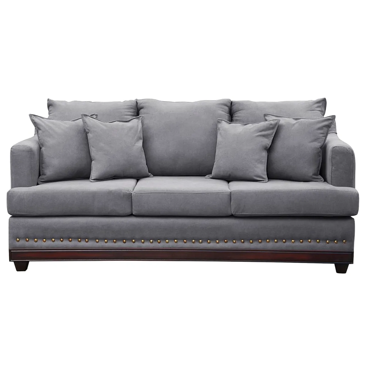 MASEL - Sofa 3c estambul tachas  tela gris 220 x 90 x 95