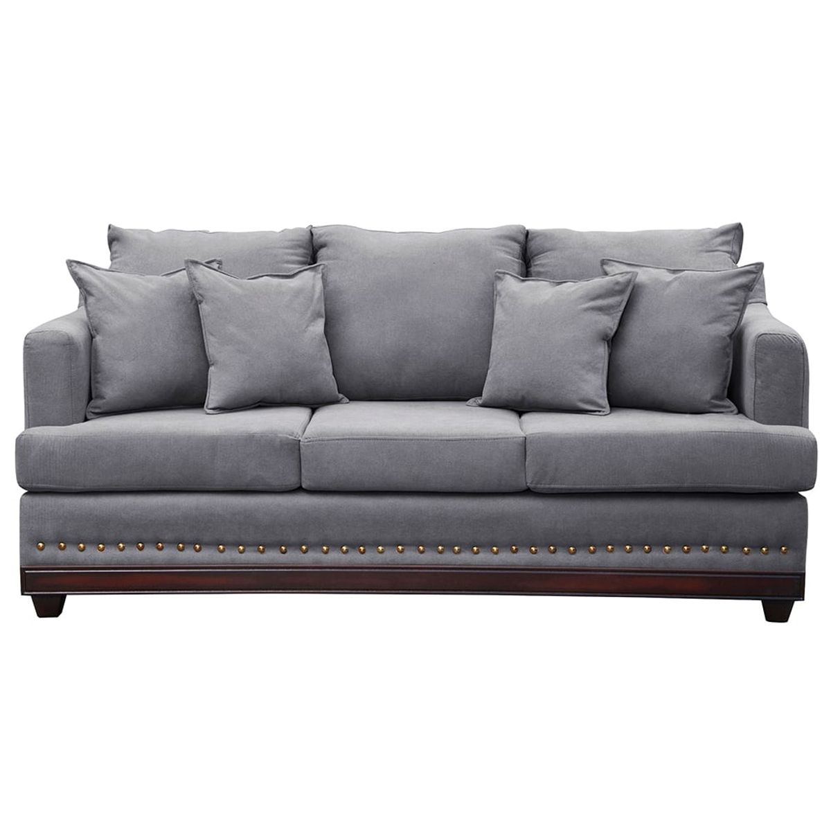 MASEL - Sofa 3c estambul tachas  tela gris 220 x 90 x 95