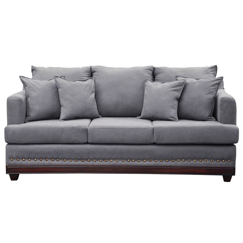 MASEL - Sofa 3c estambul tachas  tela gris 200 x 90 x 95