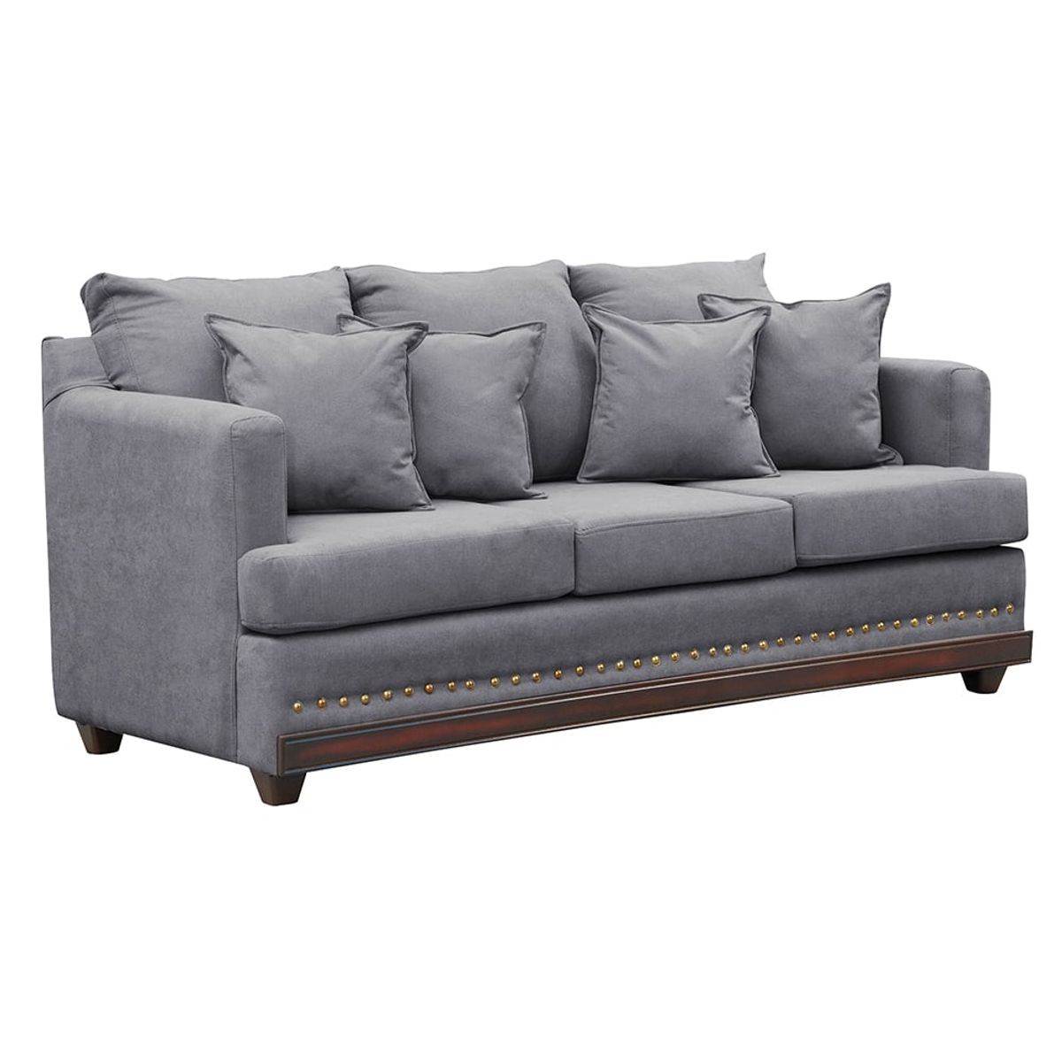 MASEL - Sofa 3c estambul tachas  tela gris 220 x 90 x 95