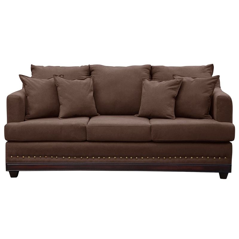 MASEL - Sofa 3c estambul tachas tela chocolat 200 x 90 x 95
