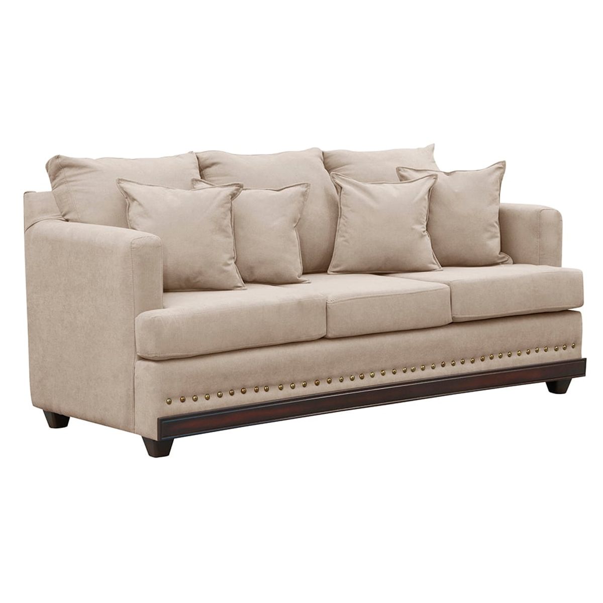 MASEL - Sofa 3c estambul tachas tela  Beige 220 x 90 x 95