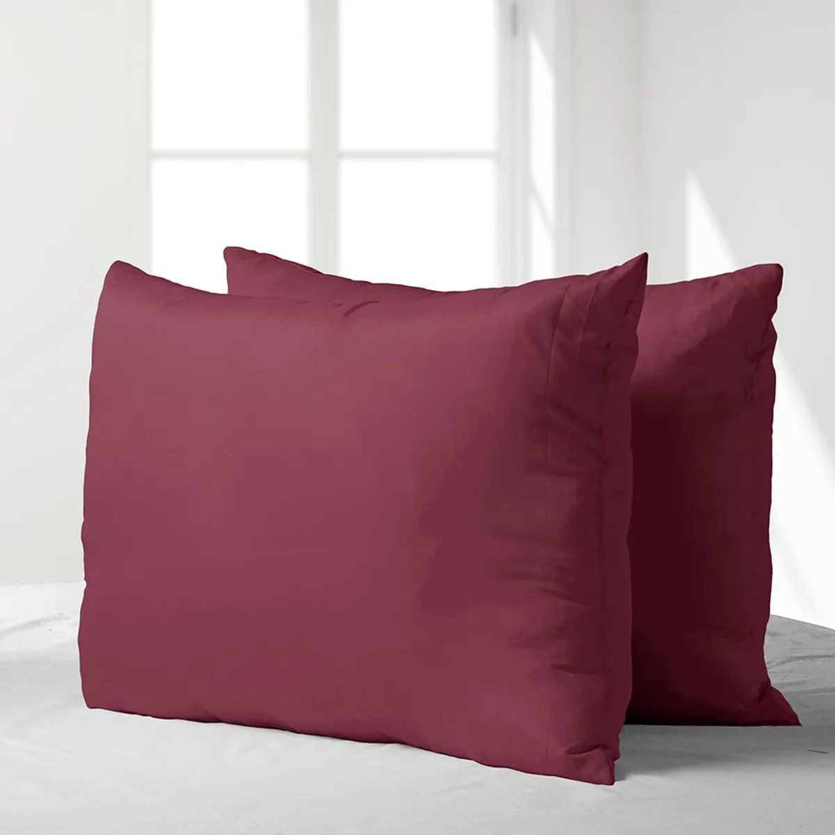 MASEL - Set 2 almohadas 50x70 premium eco colores  burdeo