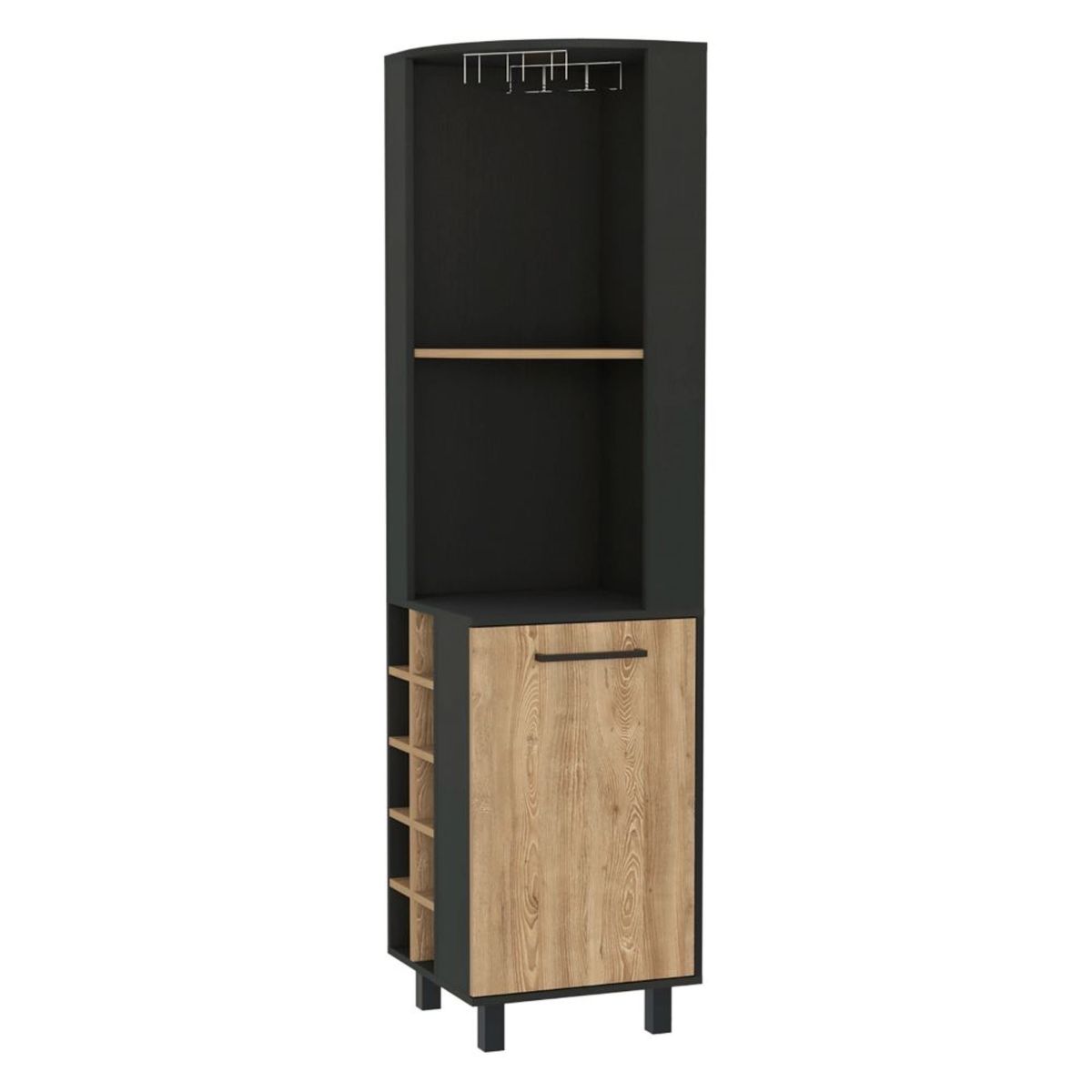 FMFURNITURE - Bar Esquinero 8 Botelleros 1 Puerta Fm-007N - Negro