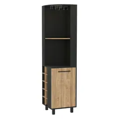 FMFURNITURE - Bar Esquinero 8 Botelleros 1 Puerta Fm-007N - Negro