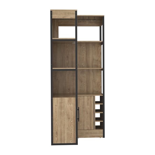 FMFURNITURE - Bar Esquinero 1 Puerta 8 Botelleros Fm-005C - Cafe Claro