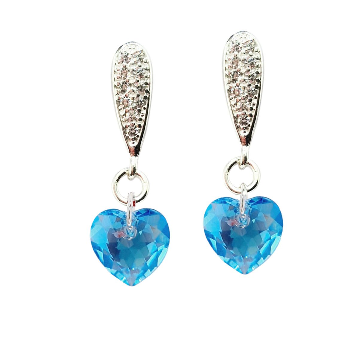 JOYAS MONTERO - Aros Amor Baño Oro Blanco creado con cristales de Swarovski® Aquamarine