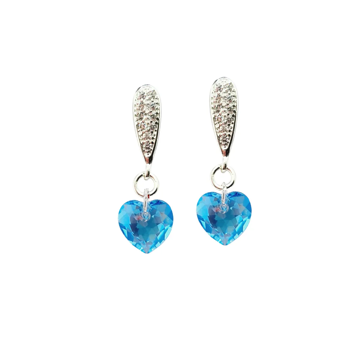 JOYAS MONTERO - Aros Amor Baño Oro Blanco creado con cristales de Swarovski® Aquamarine