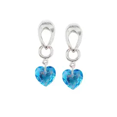 JOYAS MONTERO - Aros Amor Baño de Oro Blanco Cristal Genuino Aquamarine Shimmer